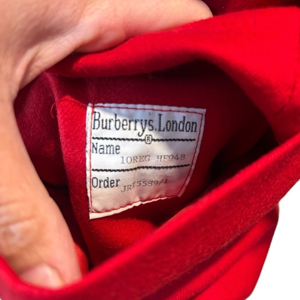 Authentic Burberry Vintage Red Wool Blazer Gold Button Designer Jacket - Picture 6 of 14